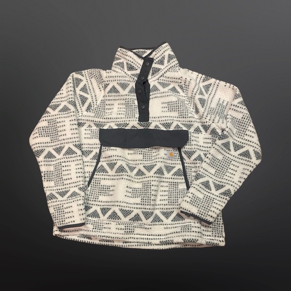 Carhartt Womens Relaxed Fit Fleece Pullover Geometric Tribal Print sherpa lined - Picture 2 of 7
